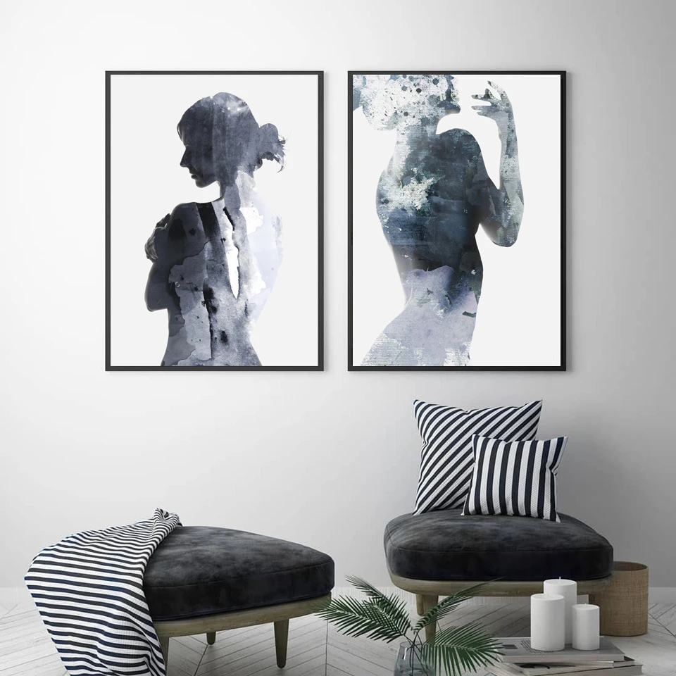 Женский художественный постер с тенями пейзажные принты Картина на холсте