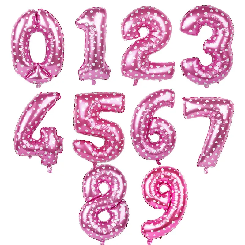 heart pink 32 дюйма шара с цифрой 1st День Рождения украшения для детей; 30 цифры золотые шары Свадебные рисунок Выпускной вечерние воздушные шары - Цвет: heart pink