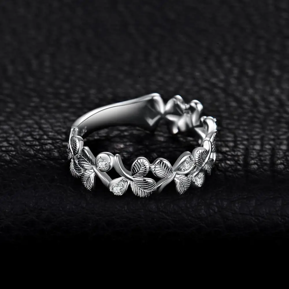 JewelryPalace Lucky 3 листьев клевера кубического циркония стекируемые Свадебные Кольца для женщин 925 пробы серебро ювелирные украшения мод