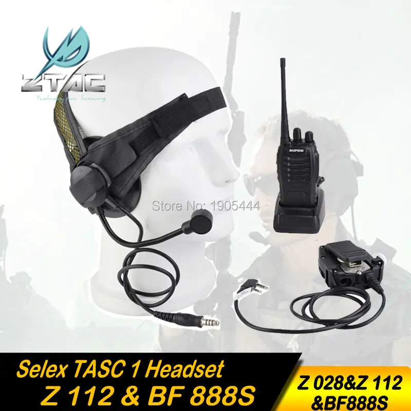 Z-TAC Z 028 Earphone Element Z-TAC Selex TASC1 Headset with Military Standard Plug Z-TAC PTT Kenwood Radio Baofeng BF-888s