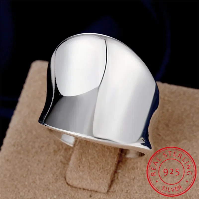 

2021 New arrival 100% 925 Sterling thumb Glossy rings for women big Faced Wide Finger Rings For Unisex Jewelry mama men