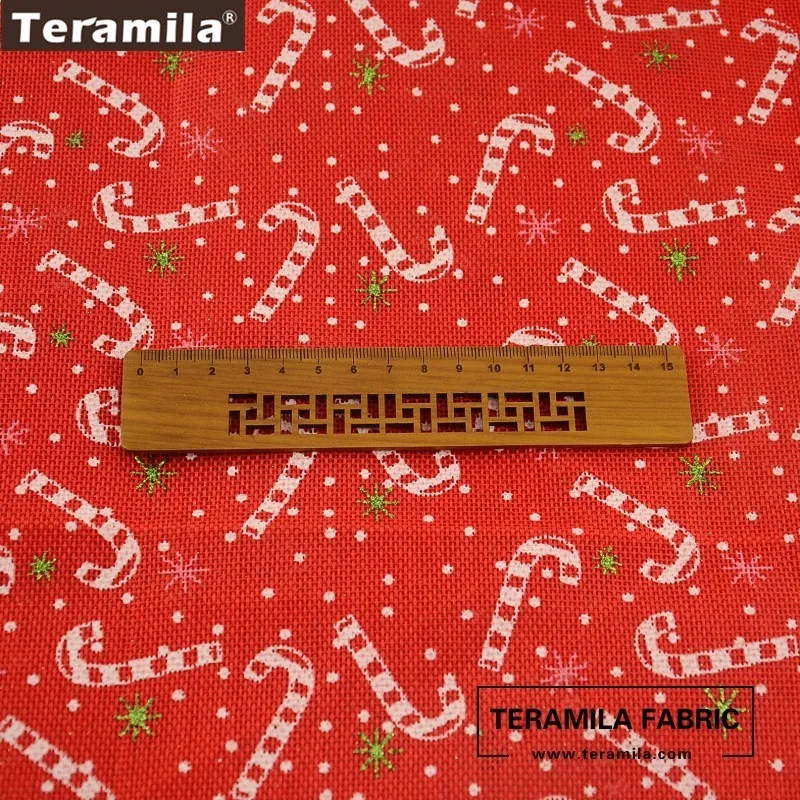 Teramila Linen Fabric 50cmx150cm/piece Red Christmasman's Crutch Design Applique Bags Carfts Gifts Decroations Home Textile|design textil|textiles