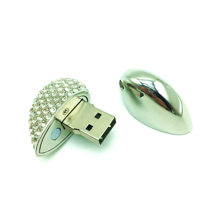 Металлический кристалл сердце USB флэш накопитель + Подарочная коробка