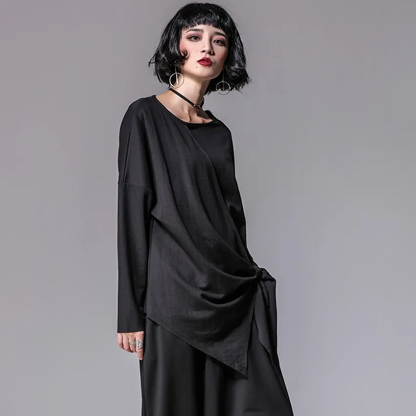 ASYMSAY 2018 новые весенние женские Асимметричный длинный рукав футболка женская
