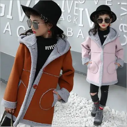 2018 Новая мода на осень-зиму для девочек пальто с искусственным мехом детская