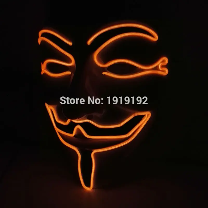 Фильм Вендетта el wire Masks костюм с маской анонимированная маска для светящиеся вечерние карнавальные маски для танцев от DC-3V водителя - Цвет: orange