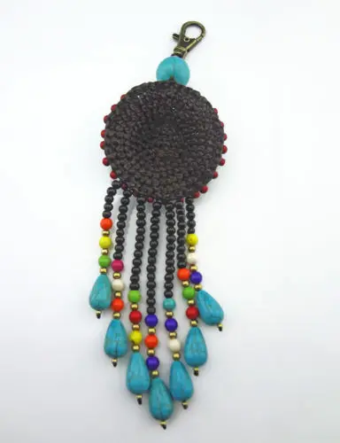 

unisex Bohemian Handcraft Stone Flower Beads Tassel Key Holder Ornamentation Jewelry