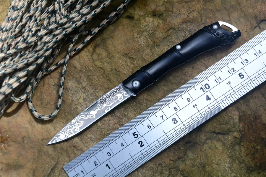 Дамасский нож TIGEND CF5406 карманный складной нож ebony с деревянной ручкой для походов и охоты