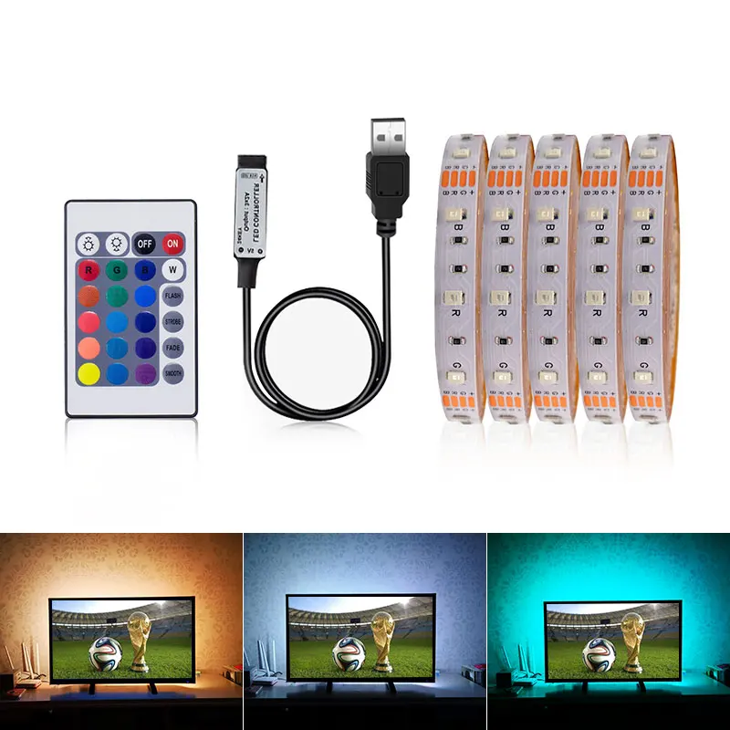 Светодиодная лента USB 5 В не водонепроницаемый свет белый RGB теплый