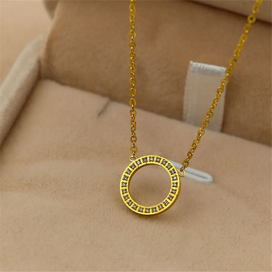 Martick блестящая круглая петля матовый кристалл кулон ожерелье звеньевая цепь