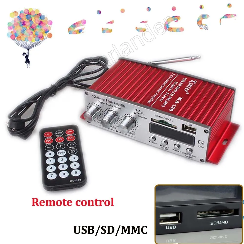2 канальный усилитель мощности 20WX2 RMS высококачественный цифровой плеер MP3 USB SD