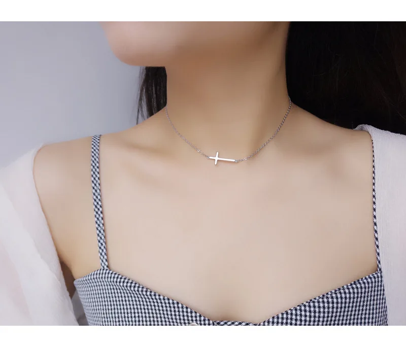 RYOUCUTE модные длинные ожерелья серебряного цвета с крестом для женщин и девушек