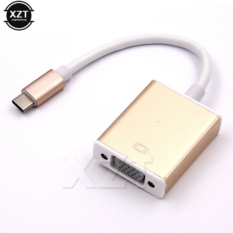 USB 3.1 Type C USB-C to VGA Converter Adapter Reversible for Macbook 12 inch Golden and Silver Male Female Conneting Cable |