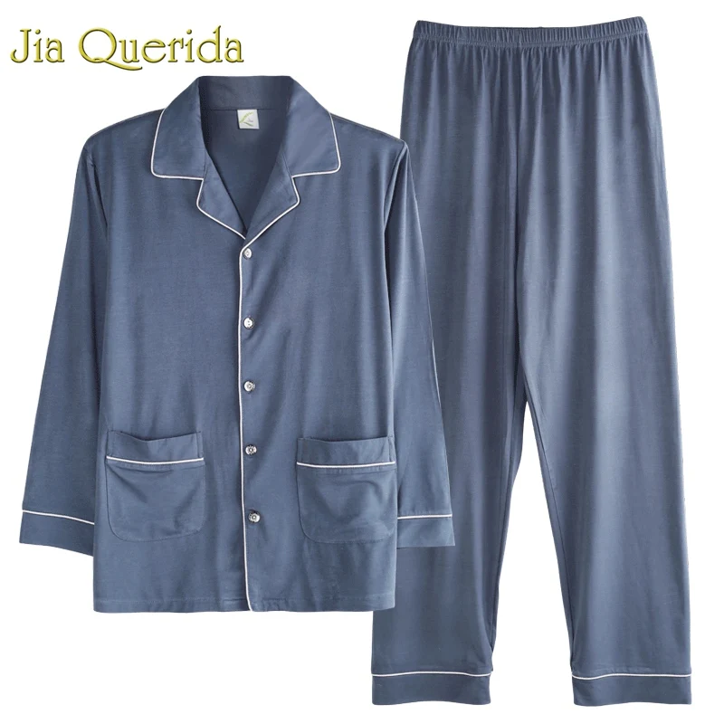 Мужская пижама J & Q из модала мужские Модные однотонные спальные костюмы для дома