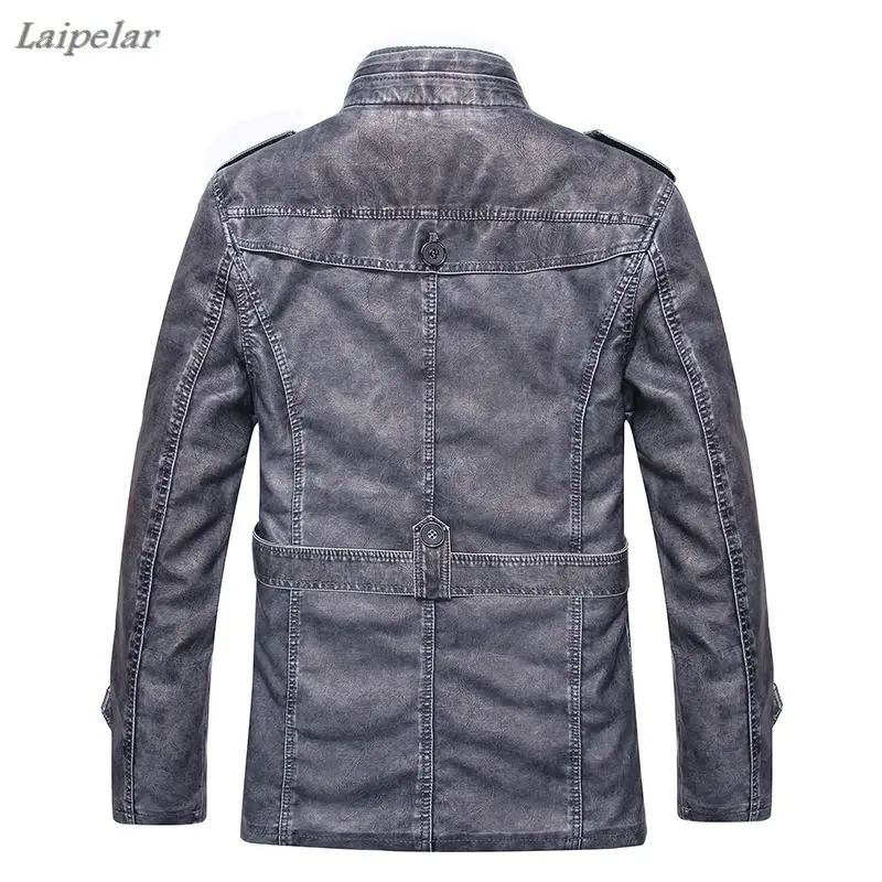 Теплая осенне-зимняя мужская кожаная куртка мотоциклетная быстрая доставка Laipelar