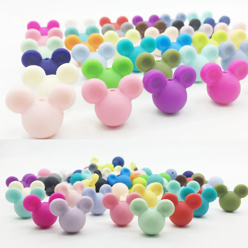 24*20*14mm 10pcs Mickey Silicone Beads Baby Teething Safe Food Grade Nursing Chewing Bead 27Colors | Украшения и аксессуары