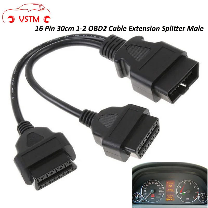 

VSTM 16 Pin 30 см 1-2 OBD2 кабель-удлинитель штекер-двойной гнездо Y OBD кабель