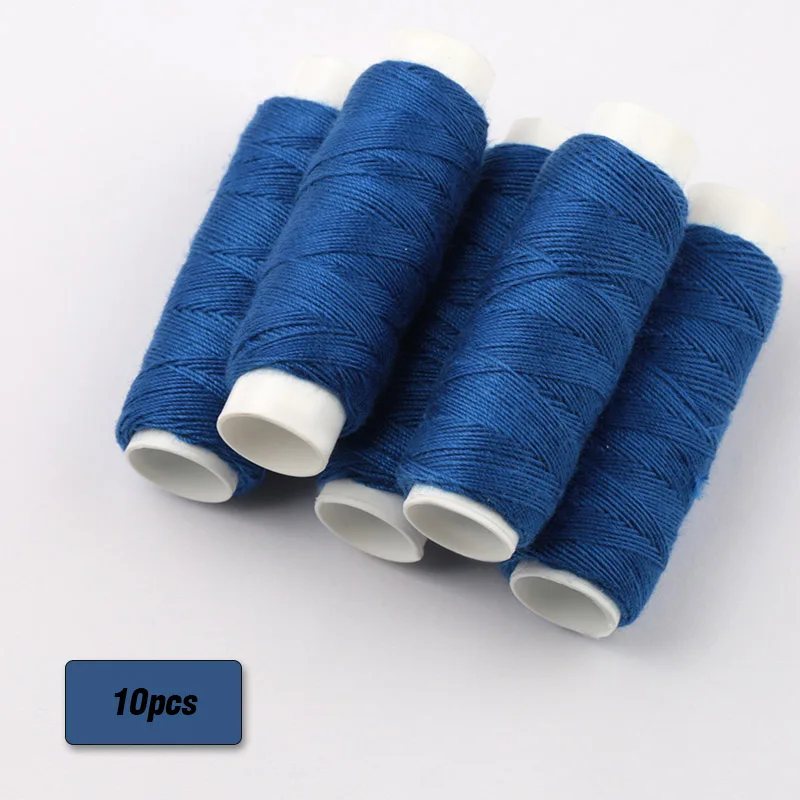 blue x 10roll 50 м/рулон многоцветная ручная работа джинсовая толстая нить швейная игла diy швейная подходящая Полиэстер маленький рулон - Цвет: blue x 10roll