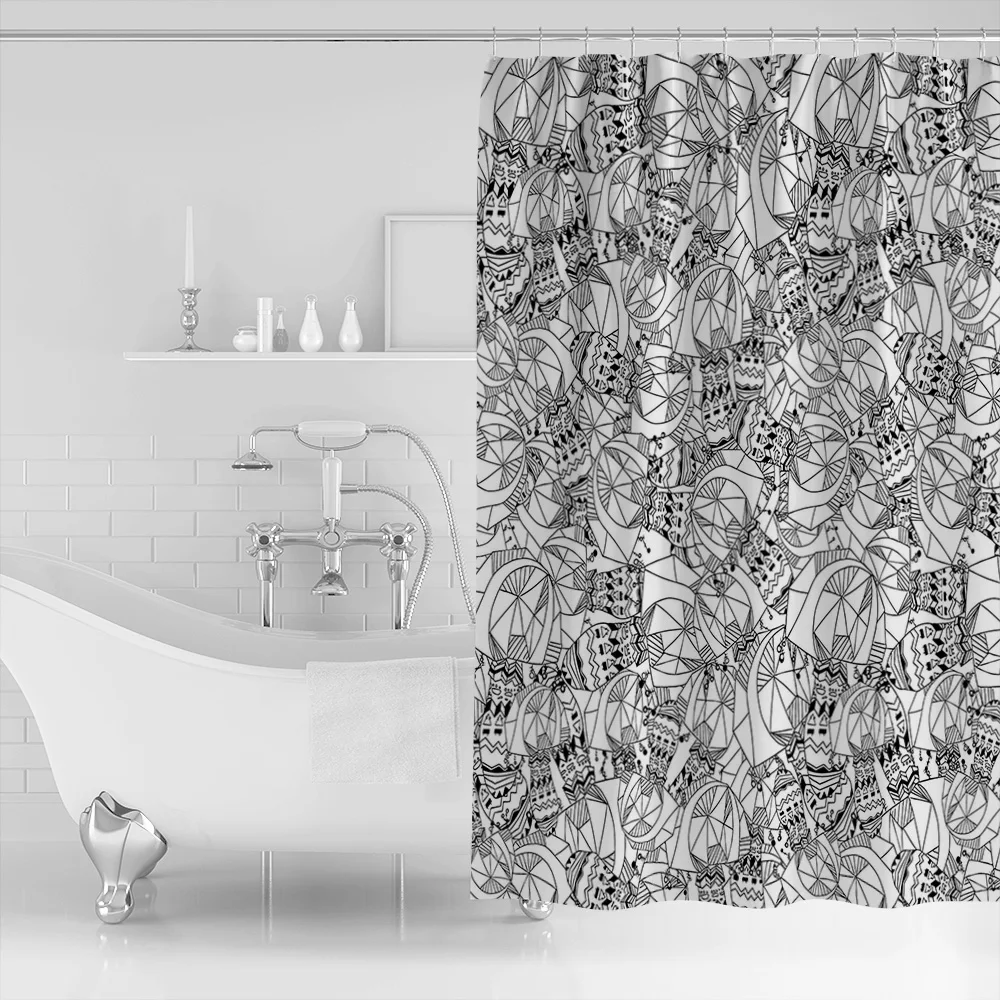 Скандинавский стиль геометрический мультяшный дизайн занавеска для душа декоративная ткань продукты