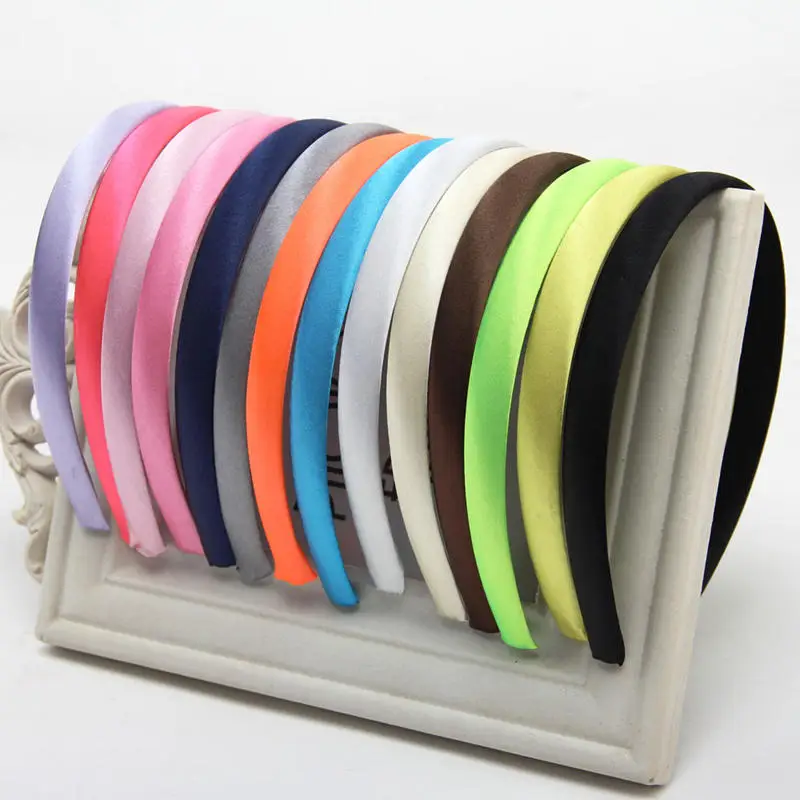 10pcs/lot -15mm children and Teen Satin Covered hairbands Fashion Baby Alice Headband 17 Different Colors girls hair assessories | Детская