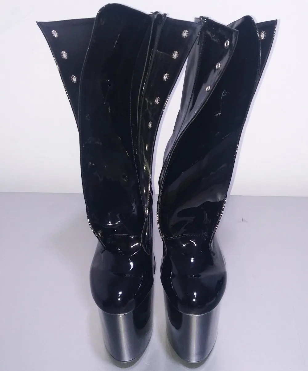 2018 women sexy 20cm ultra high heel shoes,pumps boots ,fashion soft leather black Ankle boots,plus big size 34-46