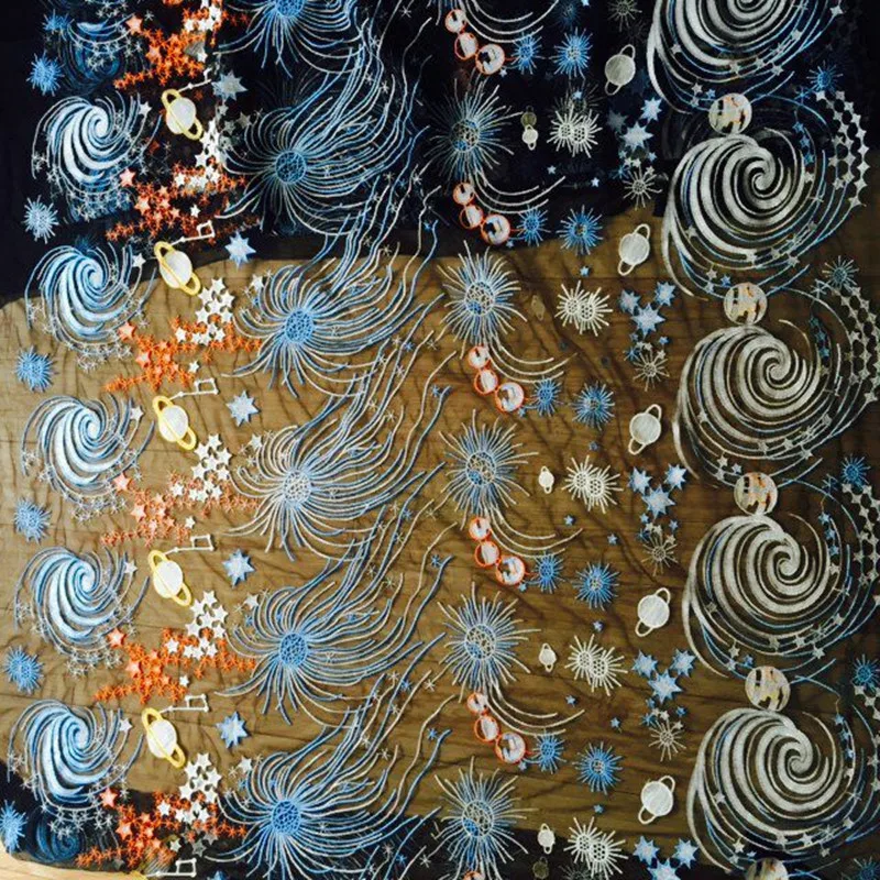 FFLACELL 5 ярдов Красивая Звезда вышивка африканская кружевная ткань высокого