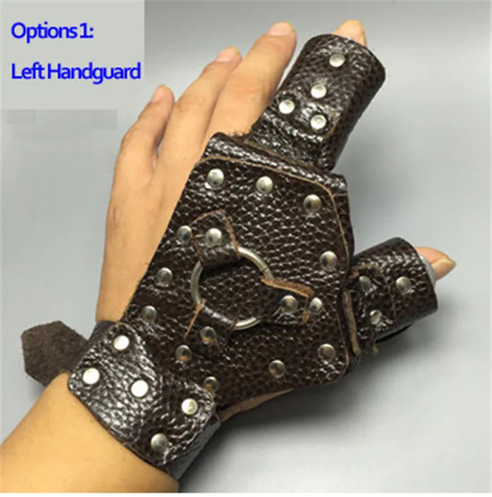 Left Handguard Профессиональные защитные перчатки для поддержки запястья из натуральной кожи, охотничьи рогатки, рыболовные Дротика, напульсники для защиты рук - Цвет: Left Handguard