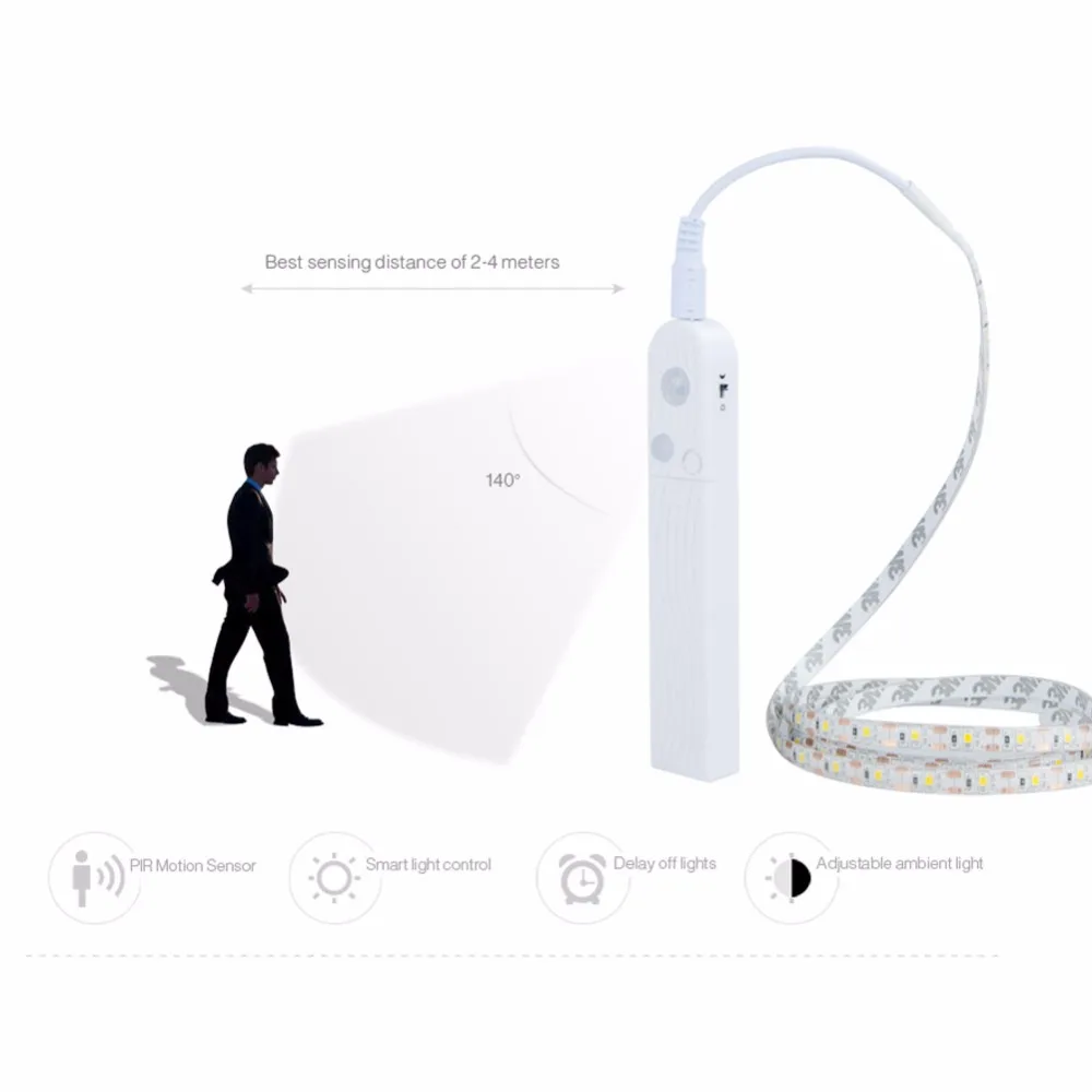 Foxanon ночник беспроводной PIR датчик движения светодиодная лампа 1 м 2 3 USB