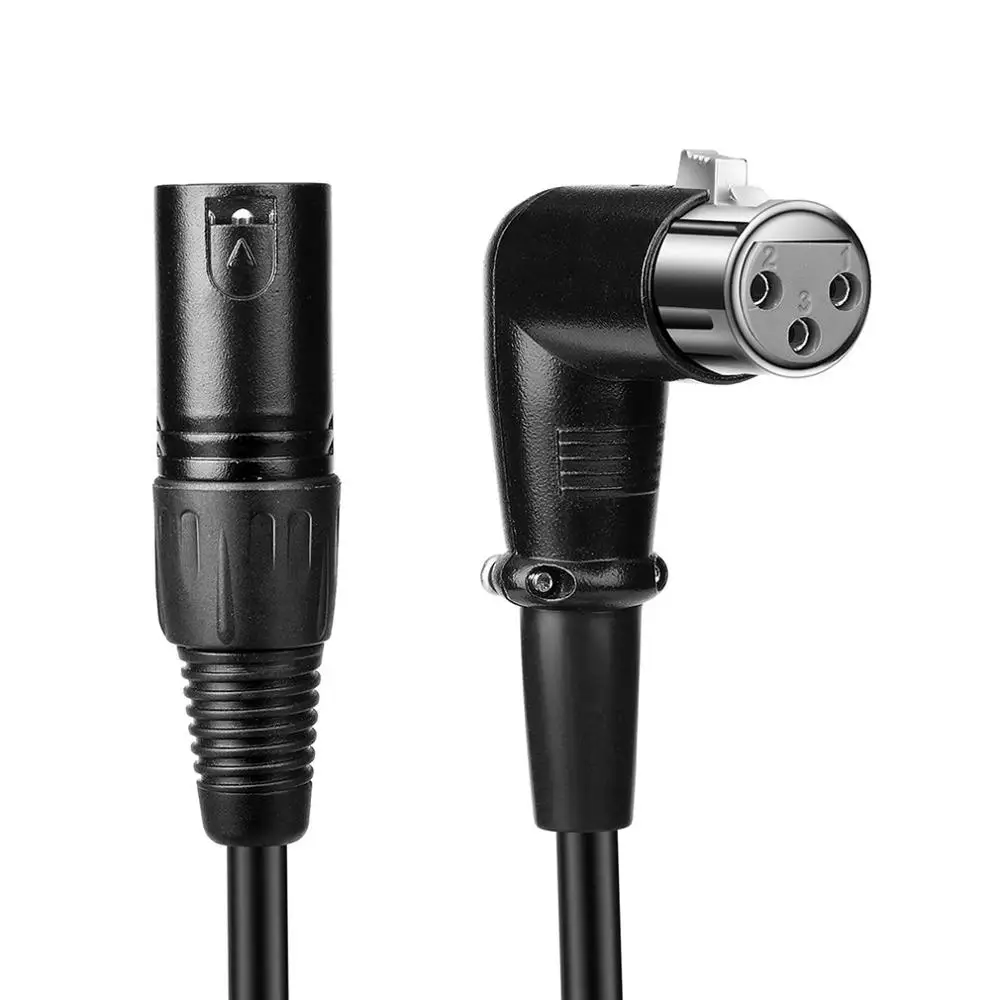 3ft 6ft Microphone Head Right Angle XLR 3-pin Female to Male Extension Mic Cable Black Color Durable 1M/2M |