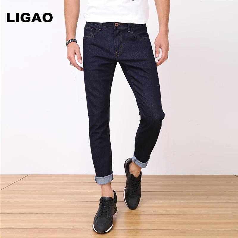 LIGAO Для мужчин джинсы 2018 для отдыха простые Стиль тонкий мягкий Упругие прямой