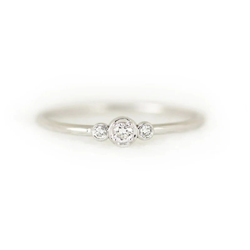 Нежное три кольцо с кристаллами для женщин простые свадебные кольца ювелирные