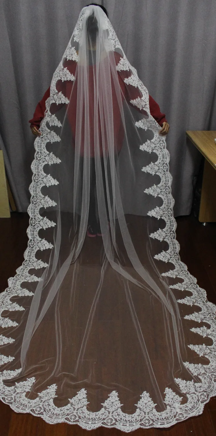 Новинка реальные фотографии 3 метра кружевная кромка один слой длинная Соборная