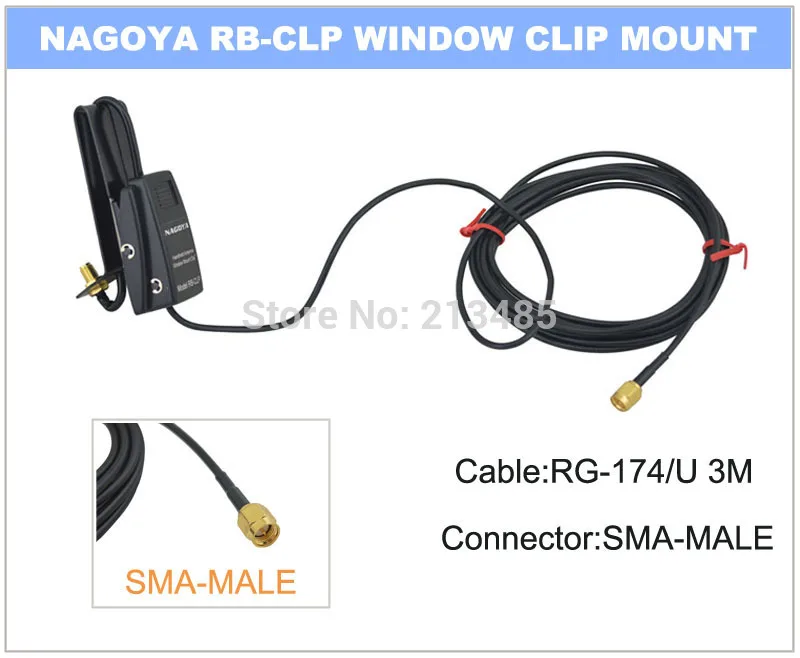 NAGOYA RB-CLP крепление для окна RG-174/U 3 м кабель SMA-Female рации радио/антенна с SMA-штекером |