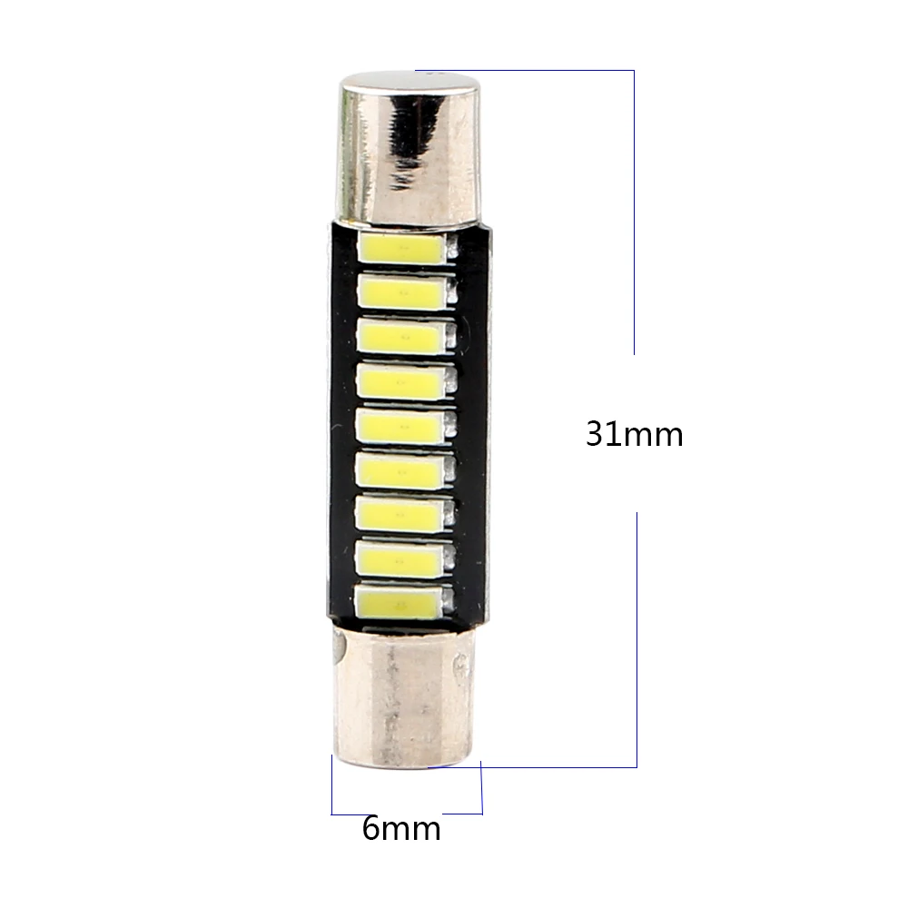 50 шт./лот T6 C5W Led 4014 9 SMD 29 мм 31 светодиоды интерьерные огни гирлянда купольные лампы