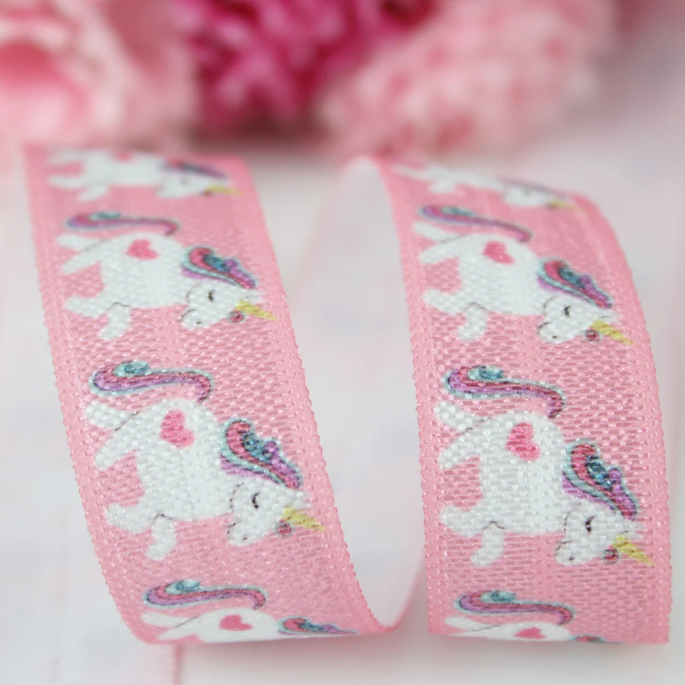 

Custom 16mm hot transfer unicorn printed elastic ribbon printing ribbon 20 yards