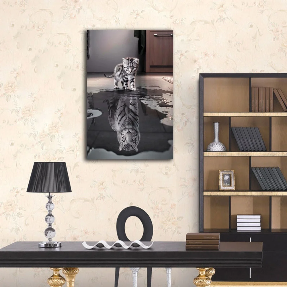 Работа кошка и тигр настенная живопись напечатаны на холсте дял украшения дома
