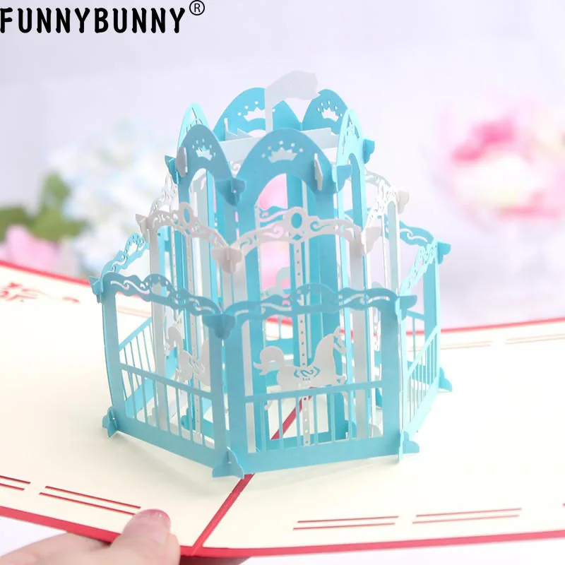 FUNNYBUNNY ручная работа карусель 3D открытка на день рождения Детские открытки с
