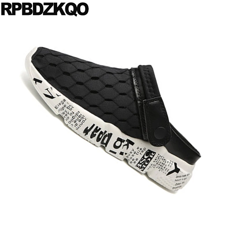 Breathable New Summer Slides Big Size Comfort Cheap Mules 2021 46 Sandals Black Beach Designer Casual Men Mesh Slip On Shoes | Обувь
