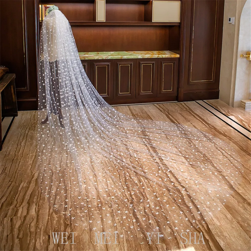 Кружевная двухслойная Длинная фата с блестками 3 5 метра расческой белая слоновая