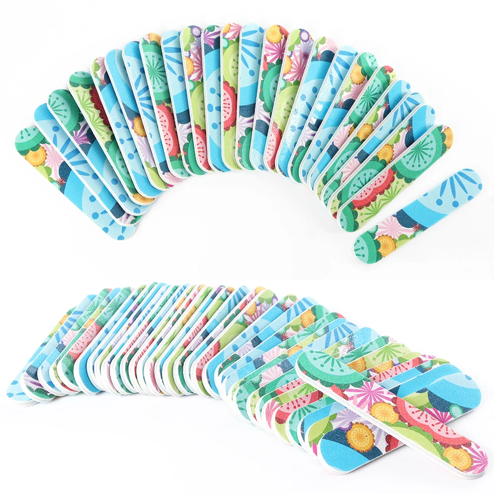 10 шт. пилочки для ногтей Цветочный зеленый буфер наждачная бумага маникюр и