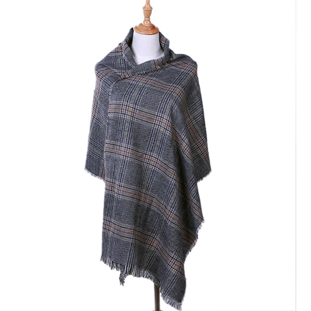 Популярные женские шарфы Женский кашемировый плед шерсть длинный шарф накидка