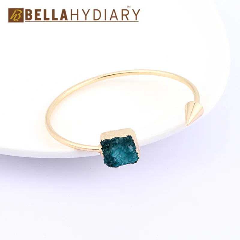 Bijoux Boho золотого цвета Винтажные Ювелирные изделия из смолы Druzy Асимметричная ручная манжета Регулируемый браслет Femme для женщин браслеты Bileklik Bts