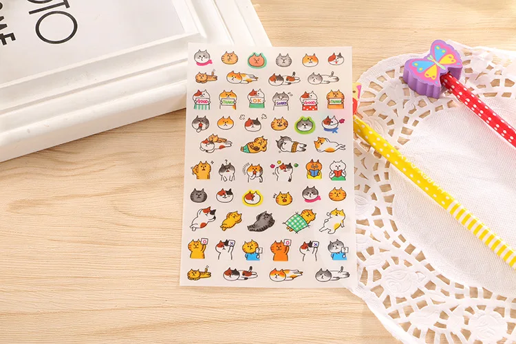 6 шт./лот, милые наклейки с единорогом, Kawaii, мультяшный Кот, липкие бумажные наклейки для детей, подарок, сделай сам, скрапбукинг, дневник, канцелярские принадлежности