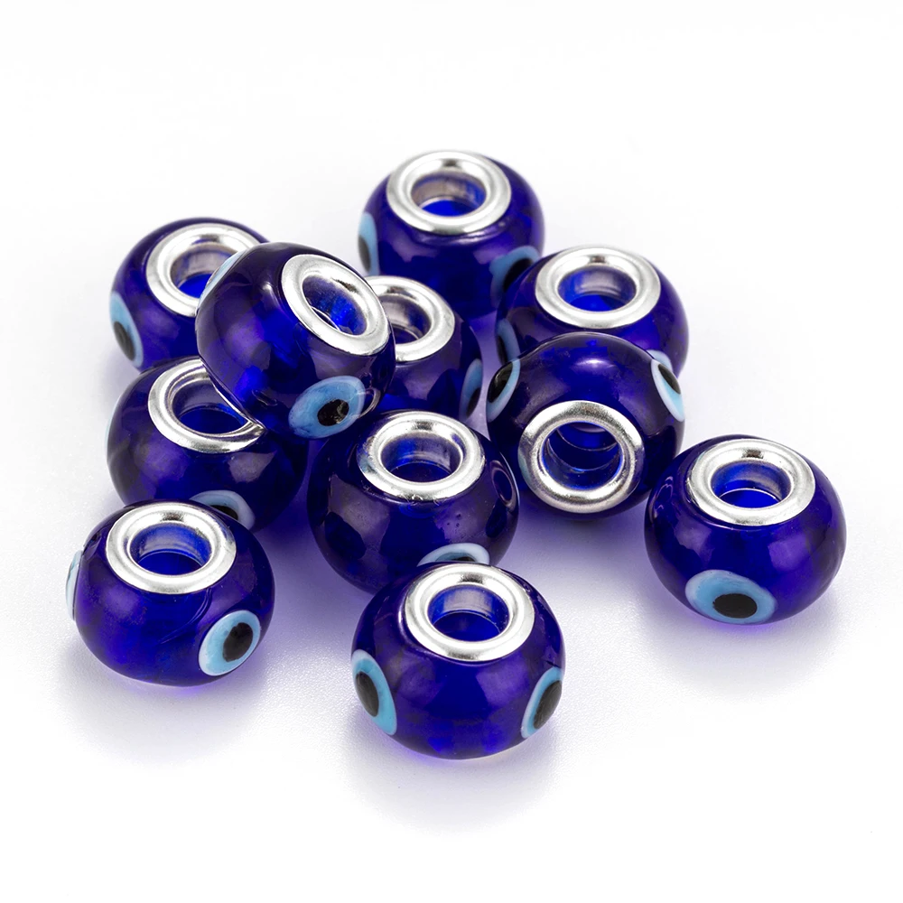 10 шт./лот круглые бусины из голубого стекла MEIBEADS с лампанами под глаза большими