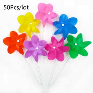 Новая однотонная маленькая ветряная мельница 50 шт.лот, уличная ветряная мельница, детские игрушки