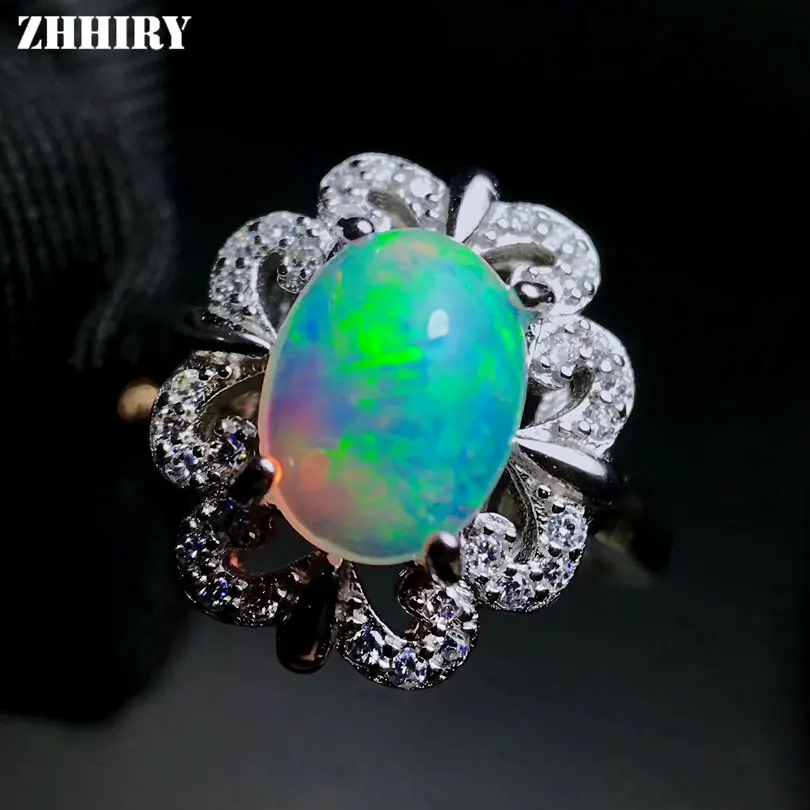 Женское кольцо с натуральным огненным опалом из серебра 925 пробы|sterling silver ring|solid