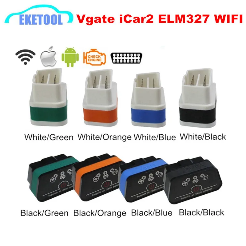 Vgate ELM327 WIFI iCar2 автомобильный OBD2 сканер ELM 327 Беспроводной для iOS iPhone/Android Torque V2.1