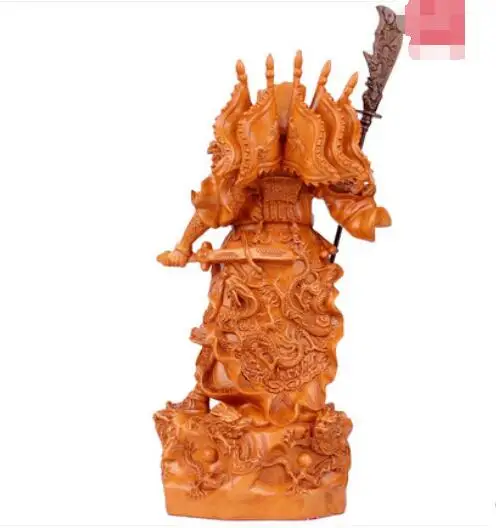 Resin wood-grain large knife Guan Gong pendant Yu Erye Saint Emperor King Wu God of Wealth Buddha statue | Дом и сад