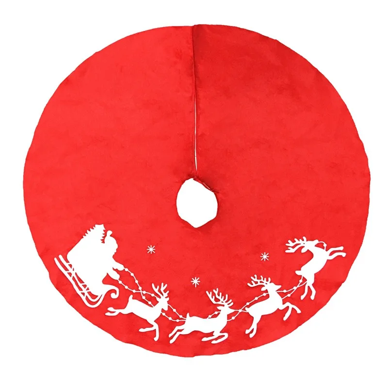 Printed Santa Claus Elk Christmas Tree Skirt Red XMAS Decorations Dress New Year's Home Party Decoration |