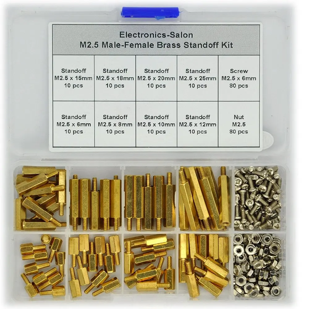 

M2.5 Brass Hex M-F Standoff/Screw/Nut Assorted Kit, for Raspberry-Pi, Spacer.